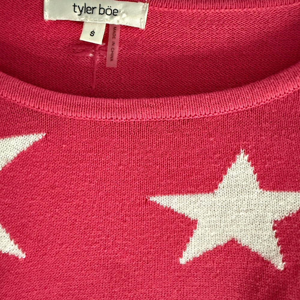 Tyler Boe Hot Pink Star Intarsia Sweater - Picture 3 of 6
